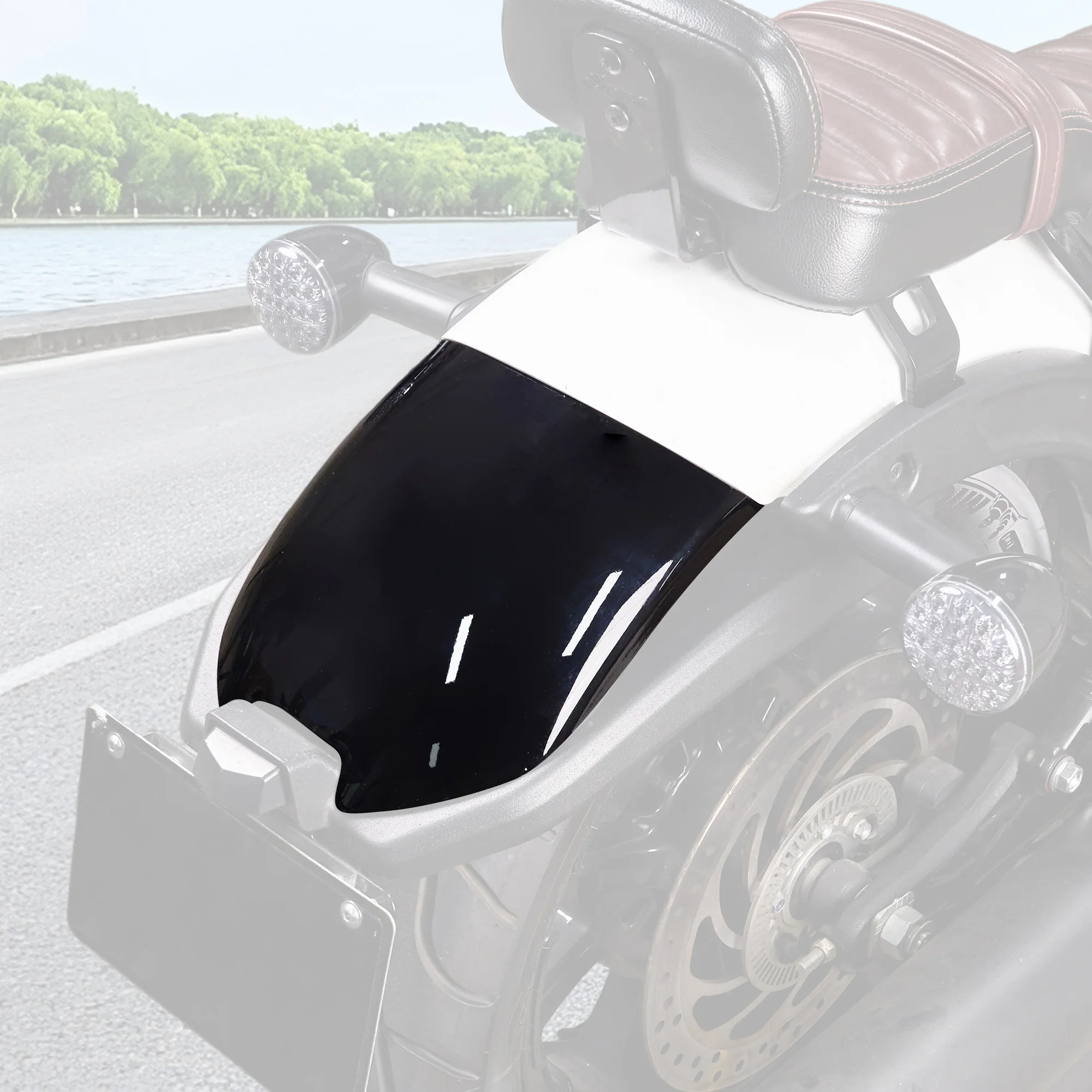 

Motorcycle Steel Rear Fender Extender & Mudguard Extension for Indian Scout 2015-2024 - Glossy Carbon Fiber Style