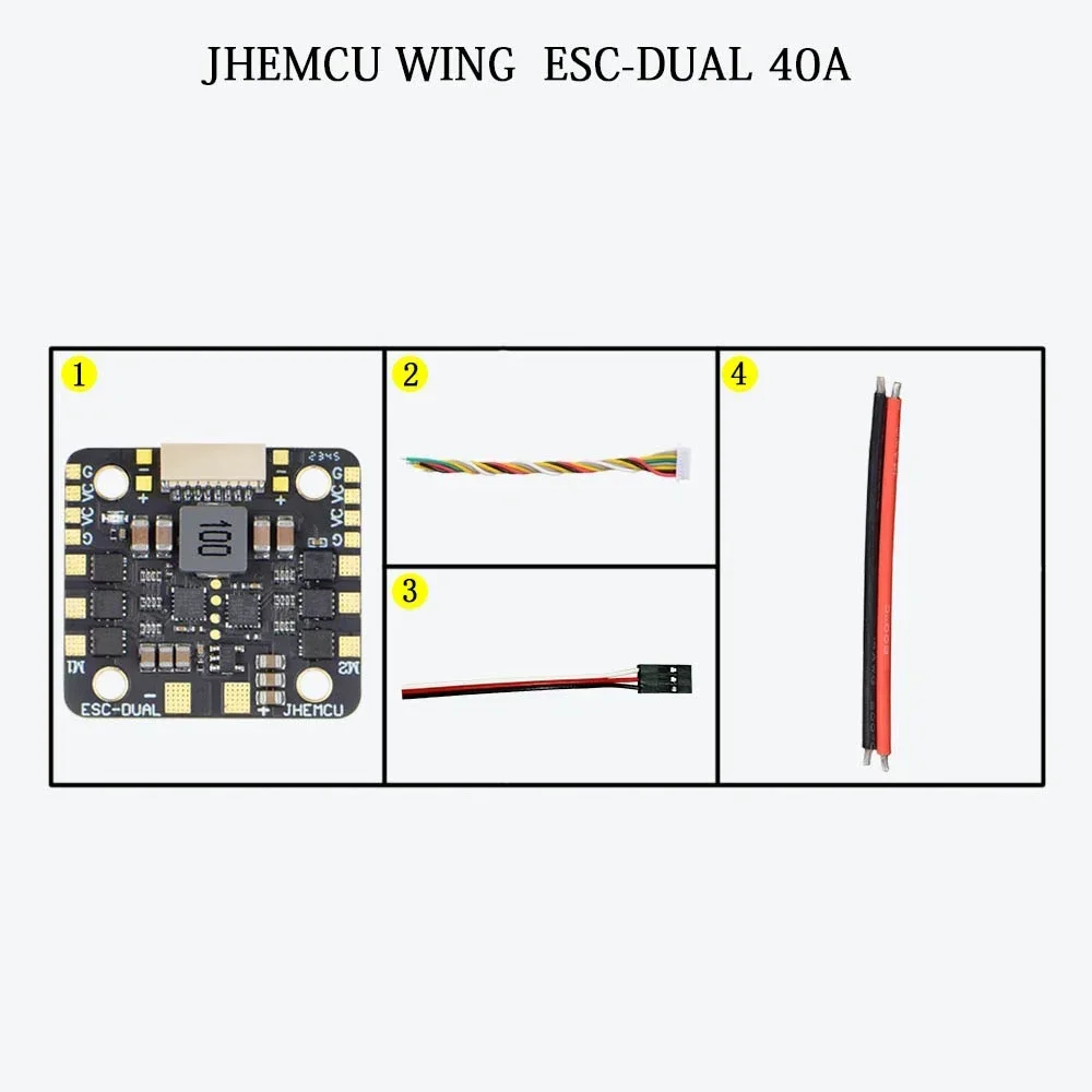 JHEMCU WING ESC-DUAL 40A BLHELI_S 2in1 40A ESC Built-in 5V BEC Current Meter 20X20mm 2-6S LiPo for RC FPV Drone