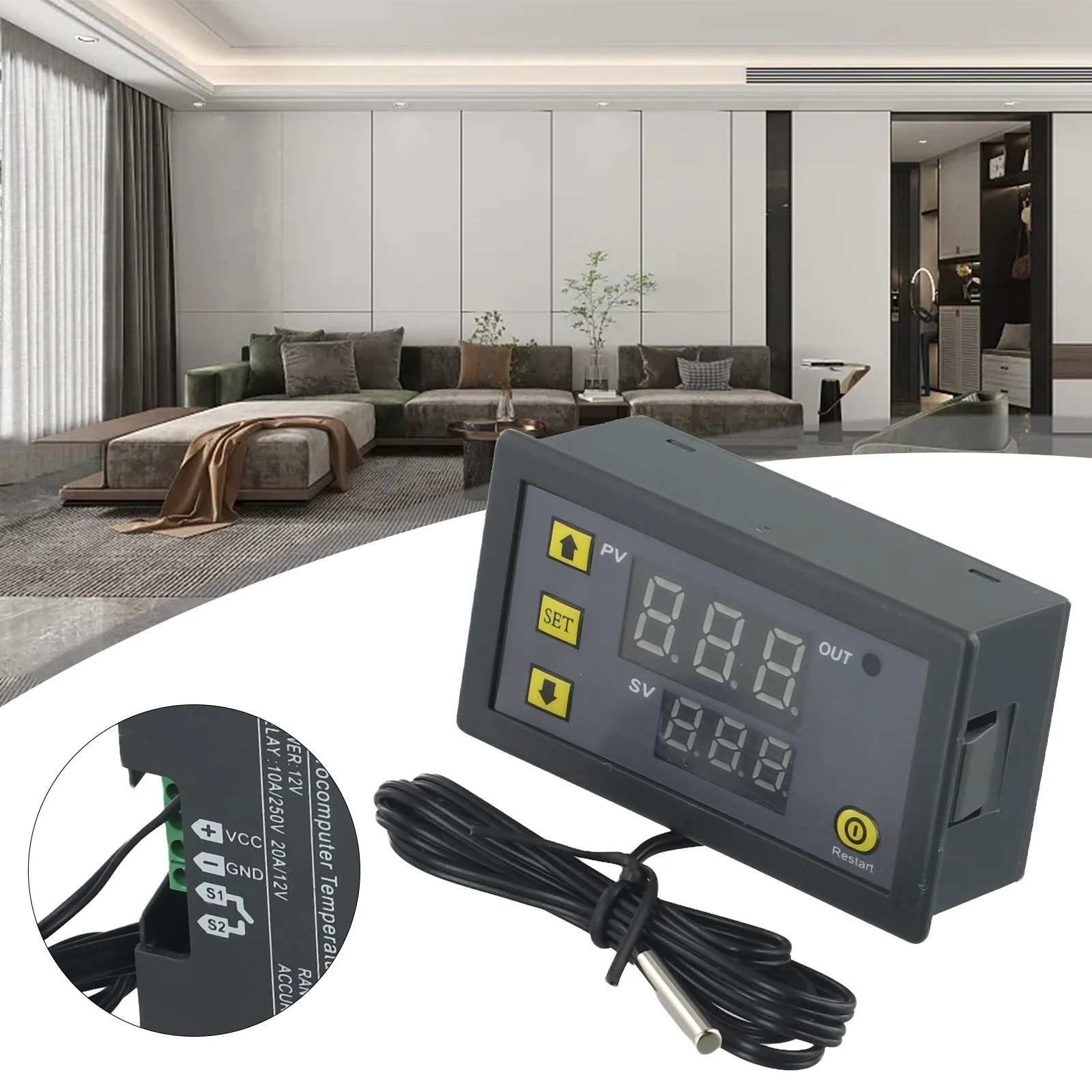 1 Pcs Digital Temperature Controller 12V / 24V / 110V-220V Thermostat Cooling Heating Temperature Meters Switch Regulators