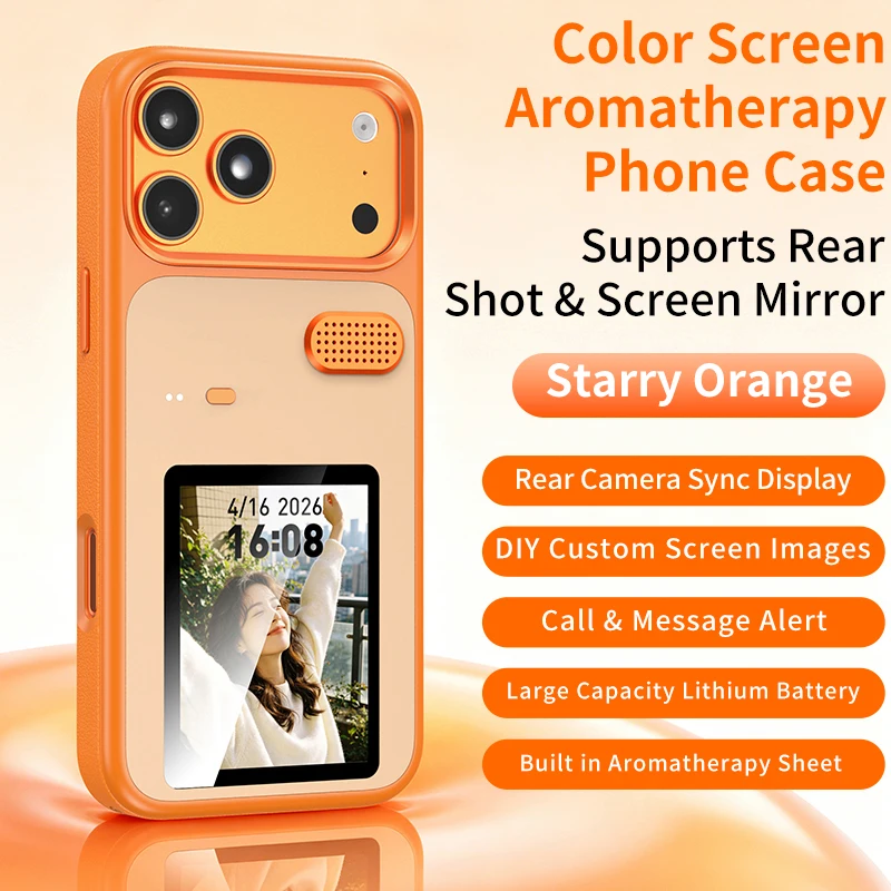 DIY Picture Smart Aromatherapy Phone Case for iPhone 18 17 16 Pro Max Ai Intelligent Function Color Rear Screen Images Cover