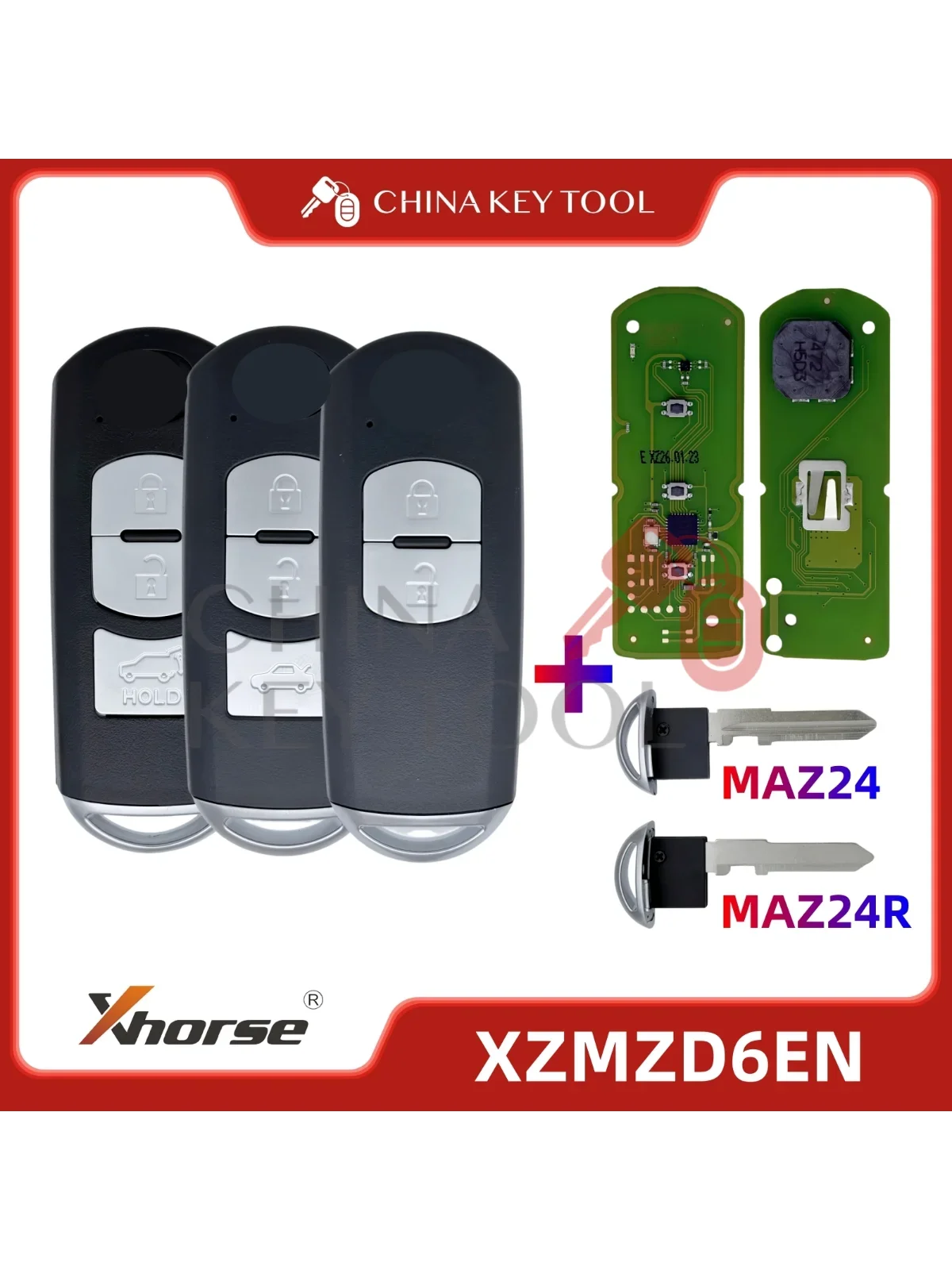 1 SZT. XHORSE XZMZD6EN Specjalna Płytka PCB Uruchamiana Wyłącznie dla Modeli Mazda z Obudową Kluczyka z Logo, Wersja Globalna — 2