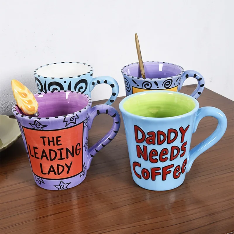 

500ml Funny Graffiti Ceramic Mug Hand Drawn Creativity Home Drinking Cup Milk Coffee Water Cup Drinkware Girl Boy Holiday Gift