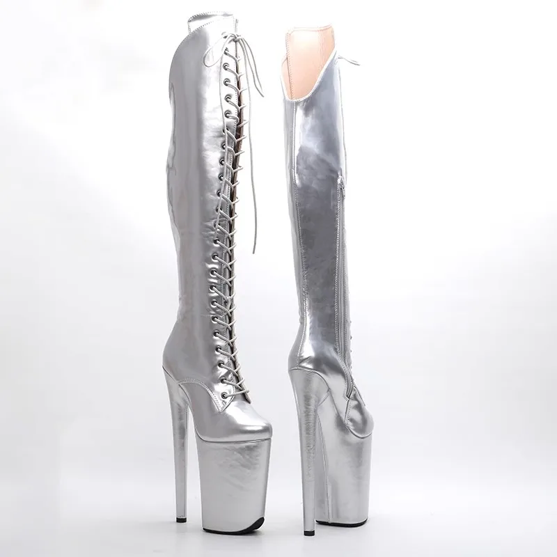 

Auman Ale New 23CM/9inches PU Upper Sexy Exotic High Heel Platform Party Women Boots Pole Dance Shoes 009