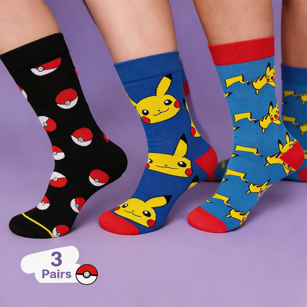 

Classic Pokemon Pikachu Cartoon Socks Poke Ball Casual Sports Socks Anime Figure Sock Men and women Fashion Trend Stockings