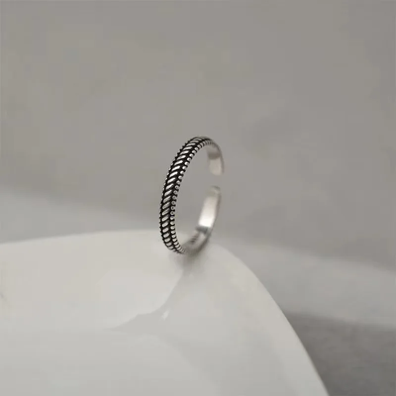 New in 925 Sterling Silver Weave Fine Black Women's Rings Wedding Engagement Luxury Jewelry Wholesale Accessories Moneys 925