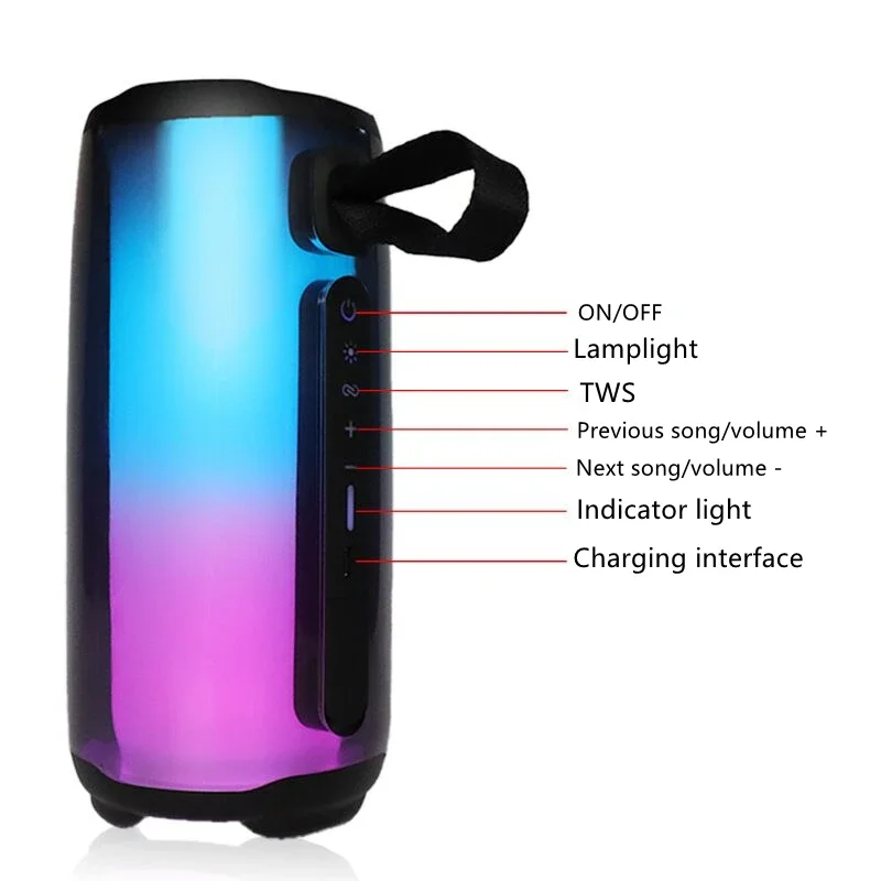 PULSE 5 Family K Song Bluetooth Speaker Portable Column RGB Light Audio Boombox Outdoor Waterproof Subwoofer With Mic Music Box