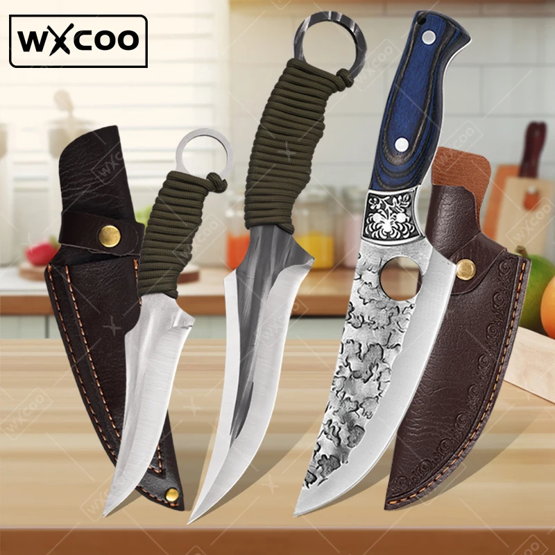 

WXCOO Kitchen Boning Knife Stainless Steel Meat Cleaver Fruit Slicing Knife Handmade Forged Utility Knife Kitchen Cooking Tool