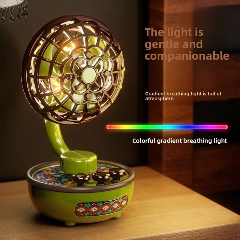 Portable Retro Silent Desktop Fan USB Charging 3 Wind Speed Adjustable Angle Home Office Fan