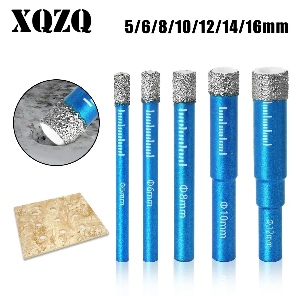 Diamond Brazed Dry Drilling Bit Porcelain Cup Saw Ceramic Marble Granite Tile Hole Opener Hole Saw Cutter 1Pc 5-16mm Round Shank