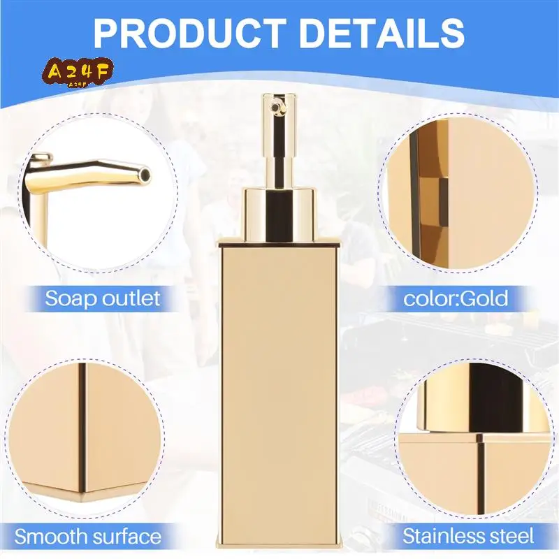 

A24F-Liquid Soap Dispenser Bathroom Wall Mounted Gold Shower Gel Detergent Shampoo Bottle For Kitchen Hotel Home