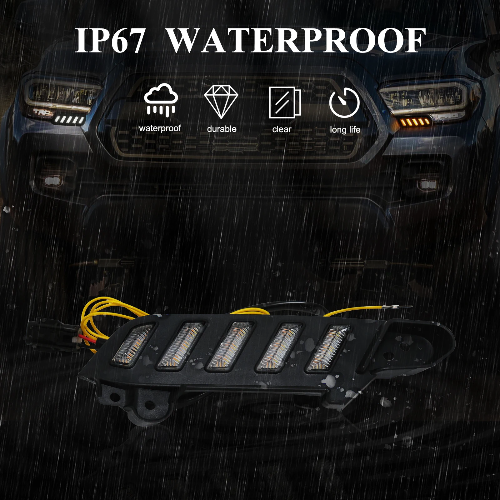 Car Light for Toyota Tacoma 2012 2013 2014 2015 2016 2017 2018 2019 2020 2021 2022 2023 DRL Fog Lamp Front Bumper Daylight 12V