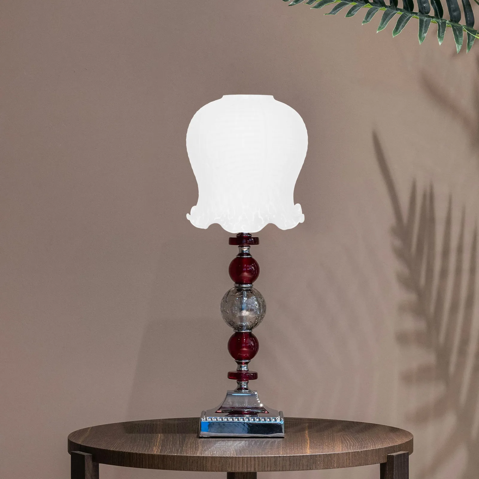 E27 Three-Leaf Flower Glass Lampshade Pendant Light Shade Replacement for Hanging Lights Ceiling Fan Lamps Decorative Floral