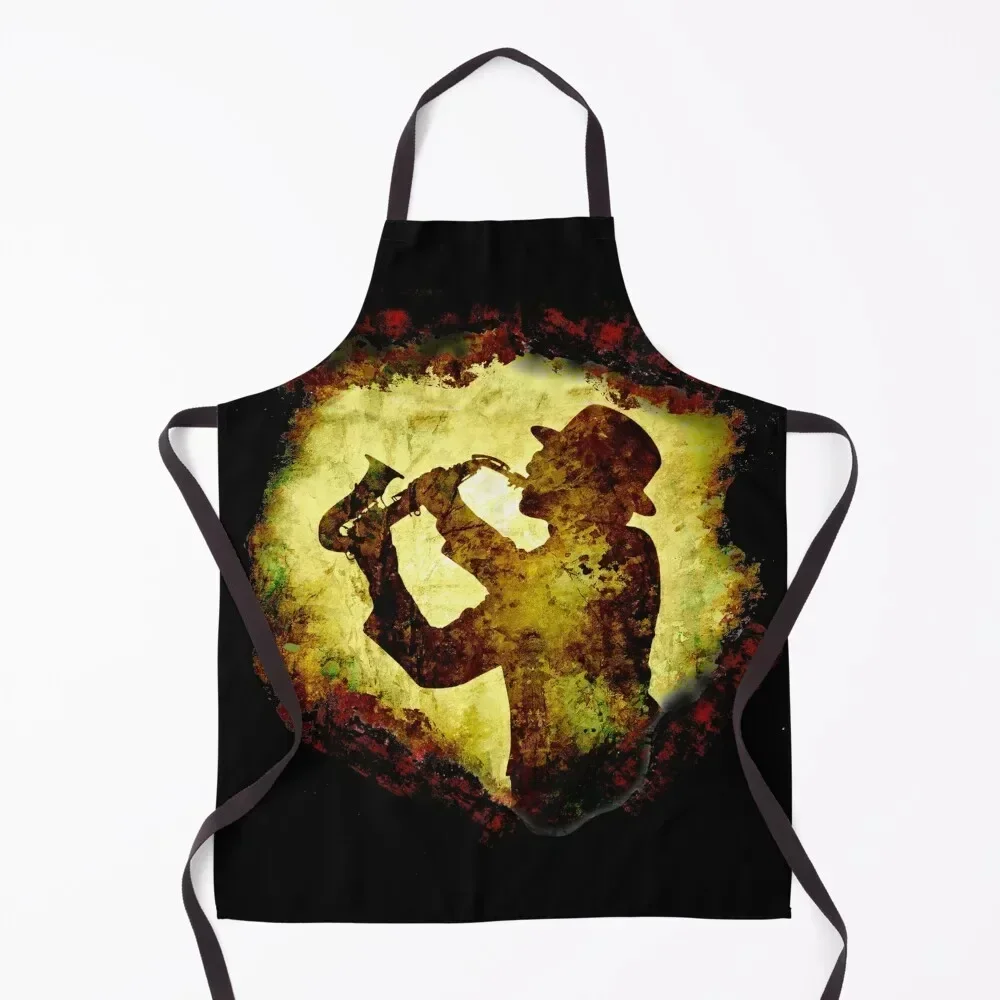 

SAX PLAYER - COOL SAXOPHONE RETRO JAZZ T SHIRT Apron Cooking Home and kitchen products Waterproof For Cosmetologist Apron