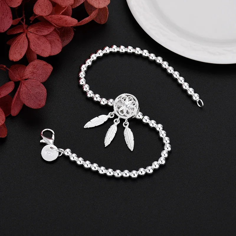 Original Designer-Schmuckset aus 925er Sterlingsilber, wunderschönes Traumfänger-Halsketten-Ohrringe-Armband-Set für Damen, modische Geschenke – Detail 3
