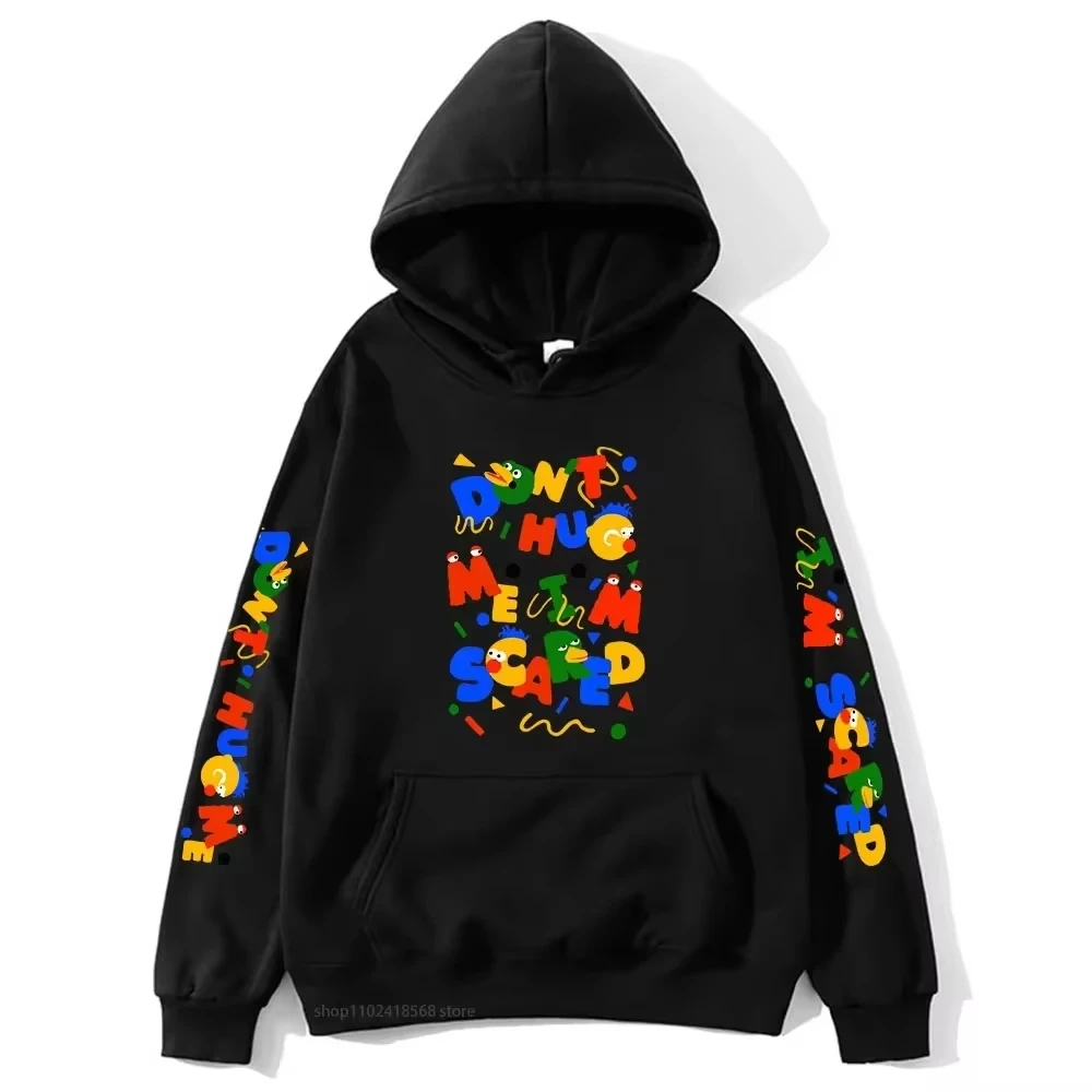 Cartoon Don Hug Me Im Scared Print Men Women Hooded Sweatshirt Autumn Winter Daily Vacation Fitness Casual Loose Warm Sportswear