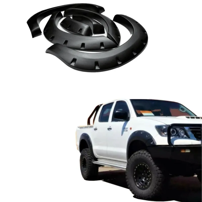 ABS Plastic Fender Flares Modified Design Wrinkle Black Pocket Wheel Arch Flares For Hilux Vigo 2012-2015 Flare Accessories