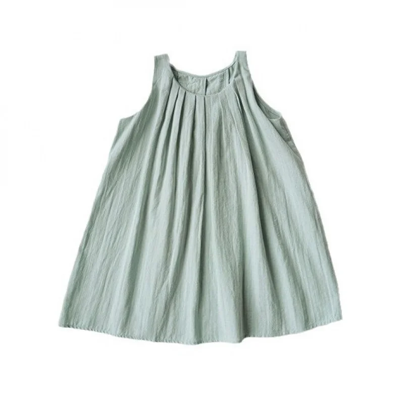 Pleated Sleeveless Girl 2024 Summer High-Grade Holiday Backless Loose Vest Skirt