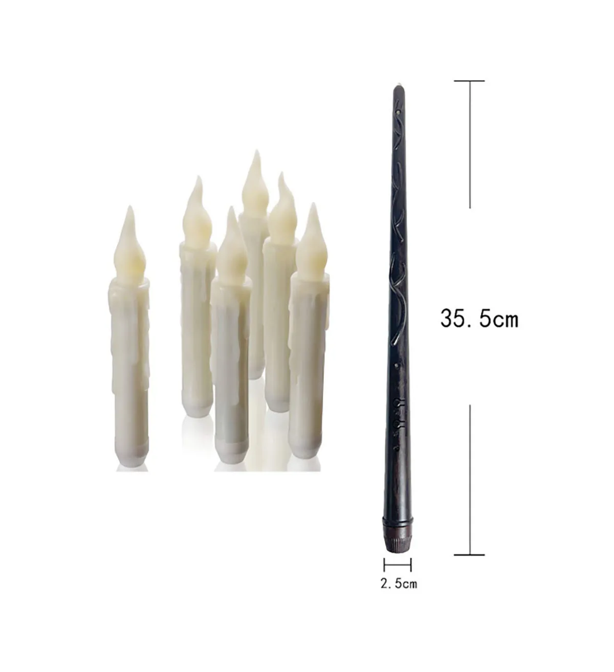Flameless Ivory Taper Candles Flickering with Magic Wand Remote, Battery Operated Led Warm 3D Wick Light Window Candles Real Wax