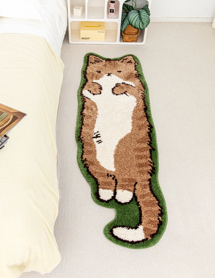 

Tufting Cat Bedside Rug Fluffy Carpet Bathroom Floor Pad Kids Room Cartoon Foot Mat Bedroom Doormat Aesthetic Home Winter Decor