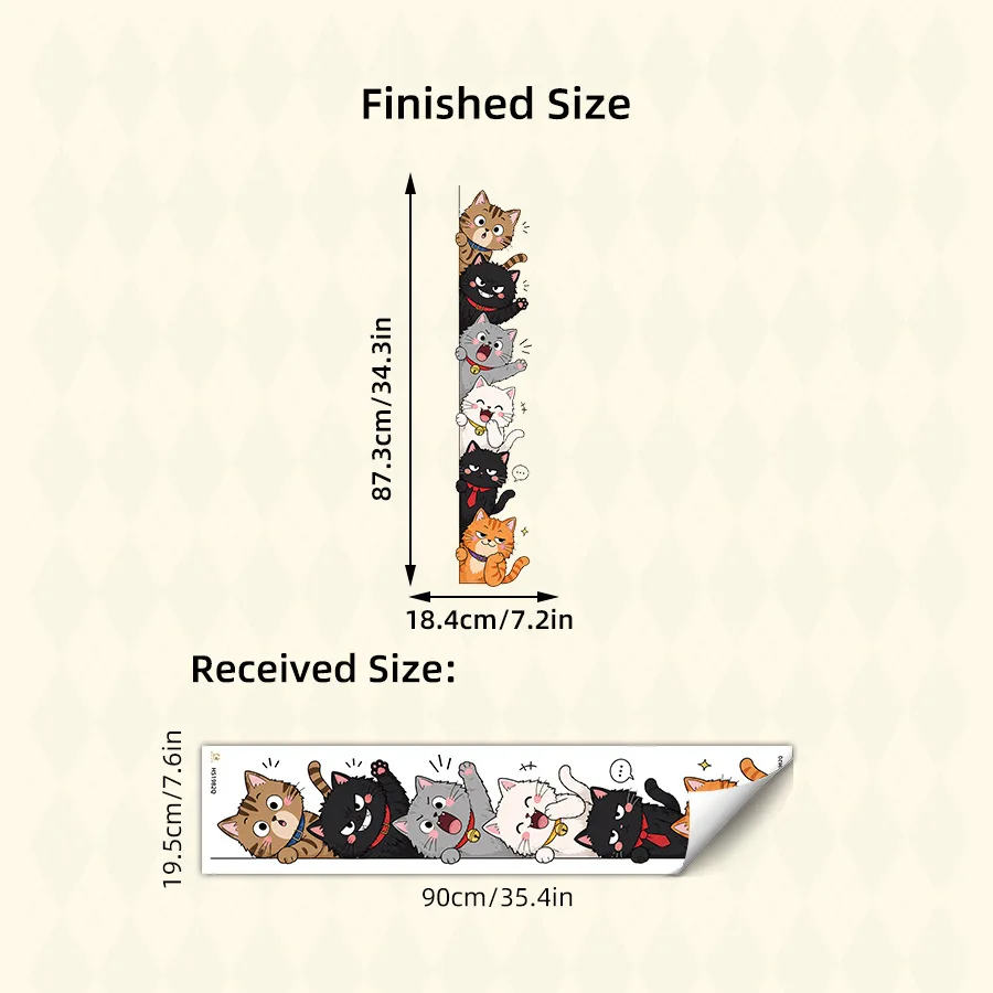 Cute Stacked Cats Wall Stickers, Removable Waterproof Vinyl Wall Decals, Cartoon Kitten for Kids Bedroom Living Room Home Decor