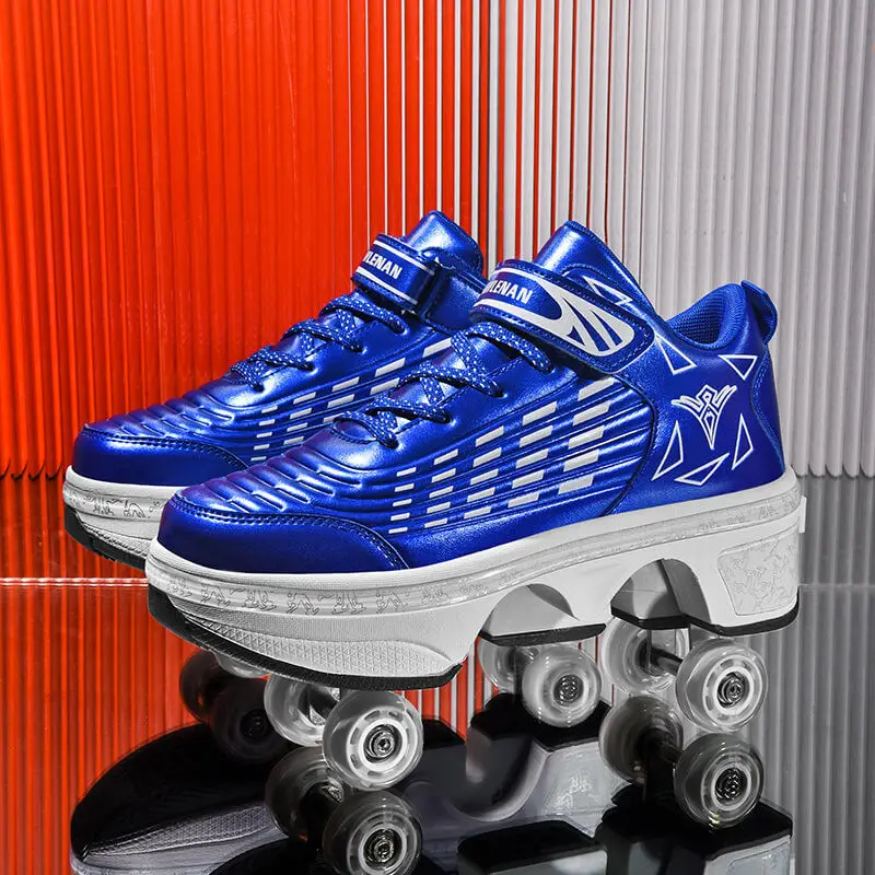 Fashion Deformation Roller Skates Shoes Four-Wheels Parkour Roller Skates Women Men Roller Shoes Children Adult Running Sneakers