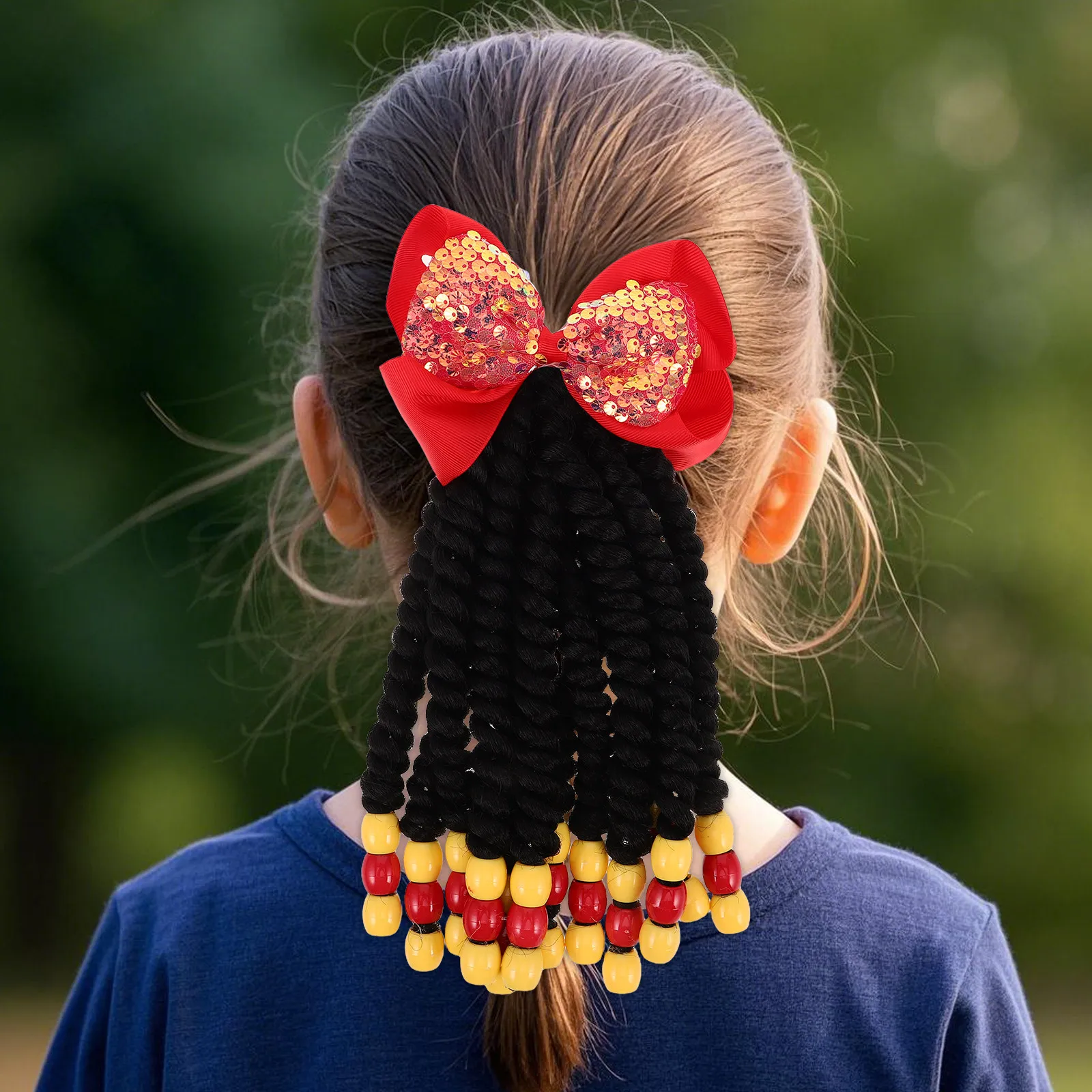 

Мягкие бусинные накладные хвосты для причесок: многоразовые, плетеные, с милым дизайном из бусин, прочные, модный аксессуар