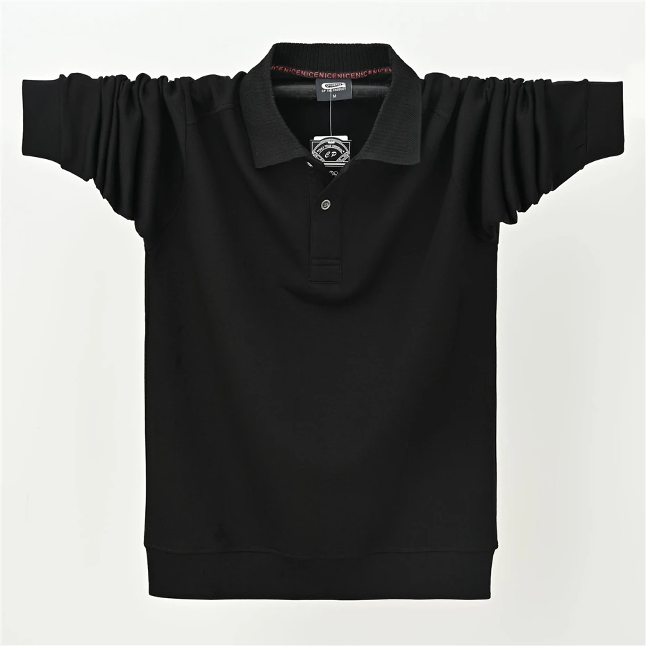 Long Sleeve Polo Shirts Men Spring Autumn Polo Shirt Plus Size 7XL Fashion Casual Solid Color Cotton Polo Black Purple