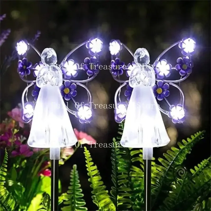 New Solar Angel Lights Outdoor Garden Decoration Landscape Housewarming Gift Cemetery Led Stake Lawn Yard Patio Solar Night Lamp