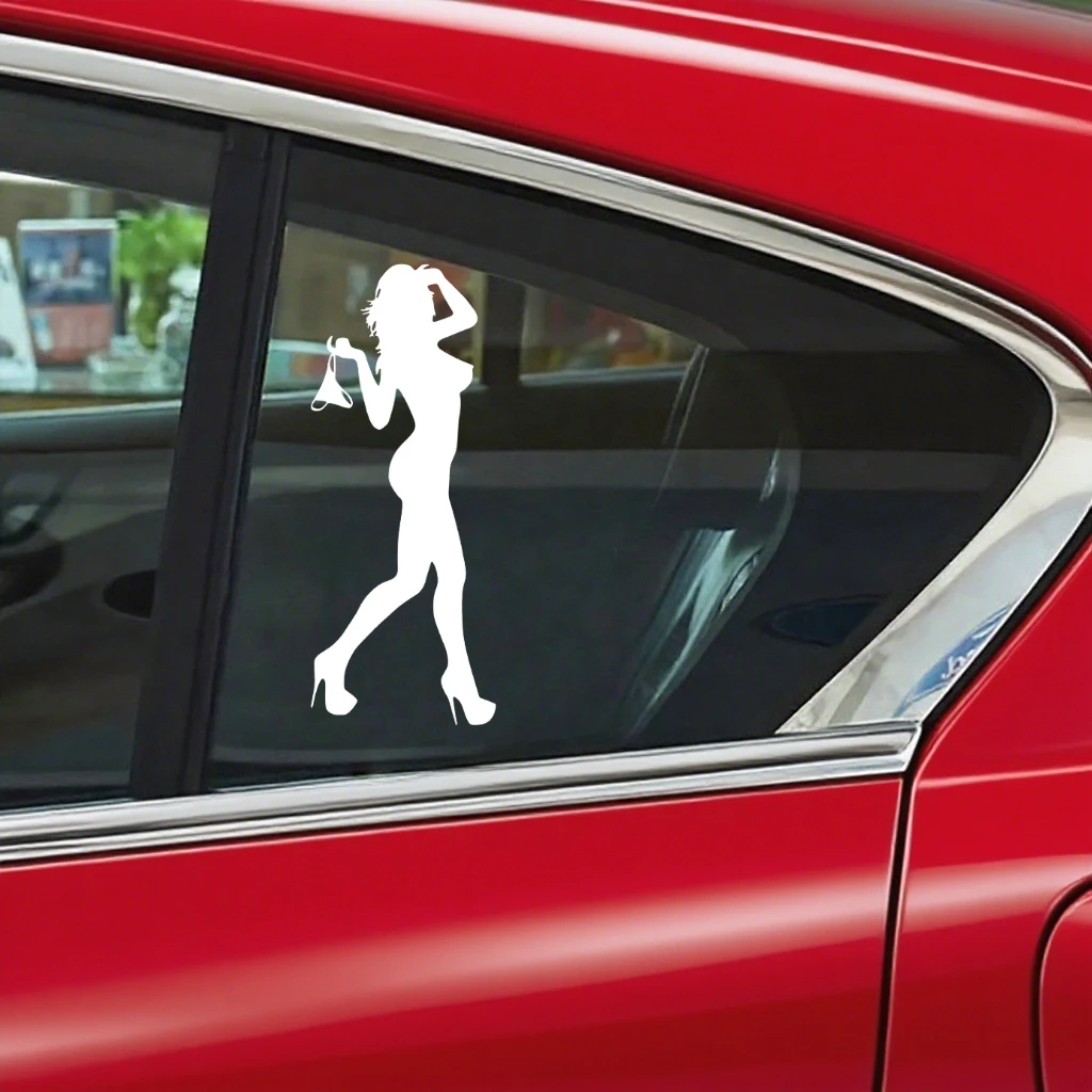 مجموعة ملصقات السيارة المثيرة للفتيات بتصميم صورة ظلية لجسم السيارة ونافذة وملصق تزيين جمالي تلقائي