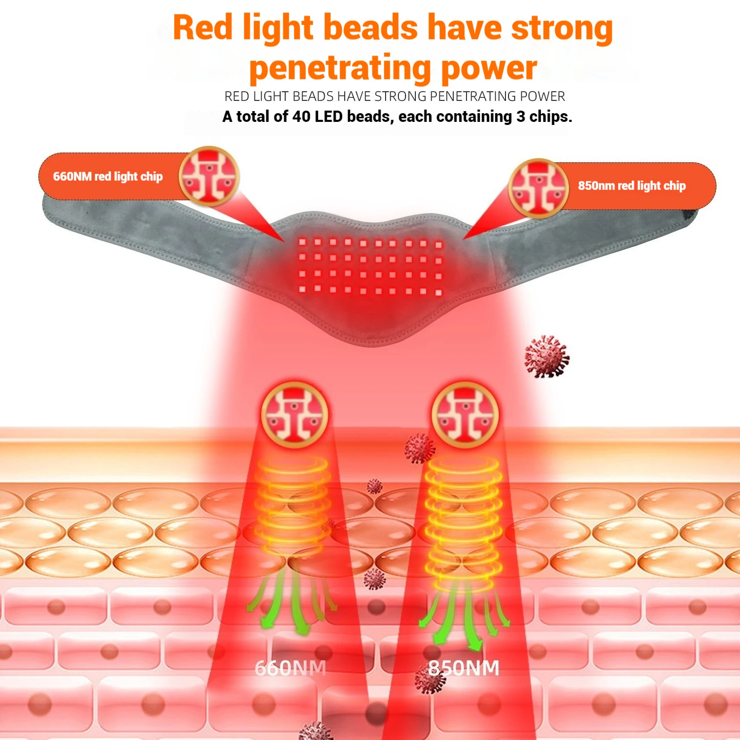 Elektrische Heizung Nahinfrarot-Lichttherapie-Nackenstützgerät – Rotlicht, heiße Kompresse, Schönheit und Physiotherapie, Nackenschutz