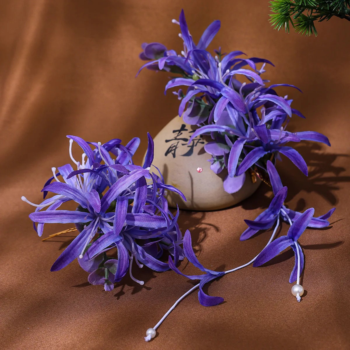 요정 복고풍 수제 레이스 척 머리 장식 가짜 꽃 고대 스타일 Hanfu 넥타이 여성을위한