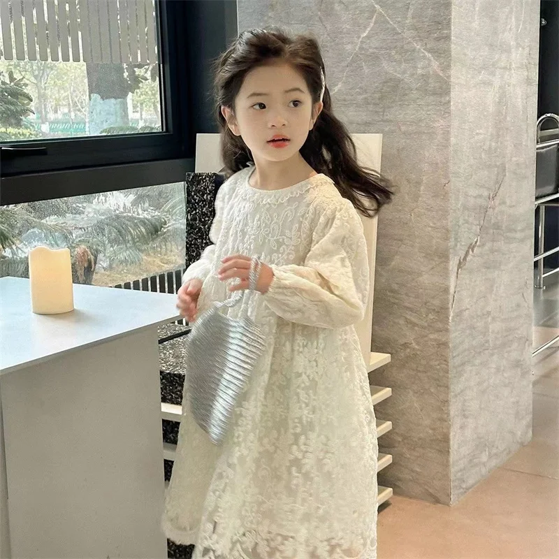 

Girl Dress Kids Baby Party Birthday Evening Gown Cotton 2024 Lace Spring Autumn Outfits Toddler Beach Flower Girl Dress Children