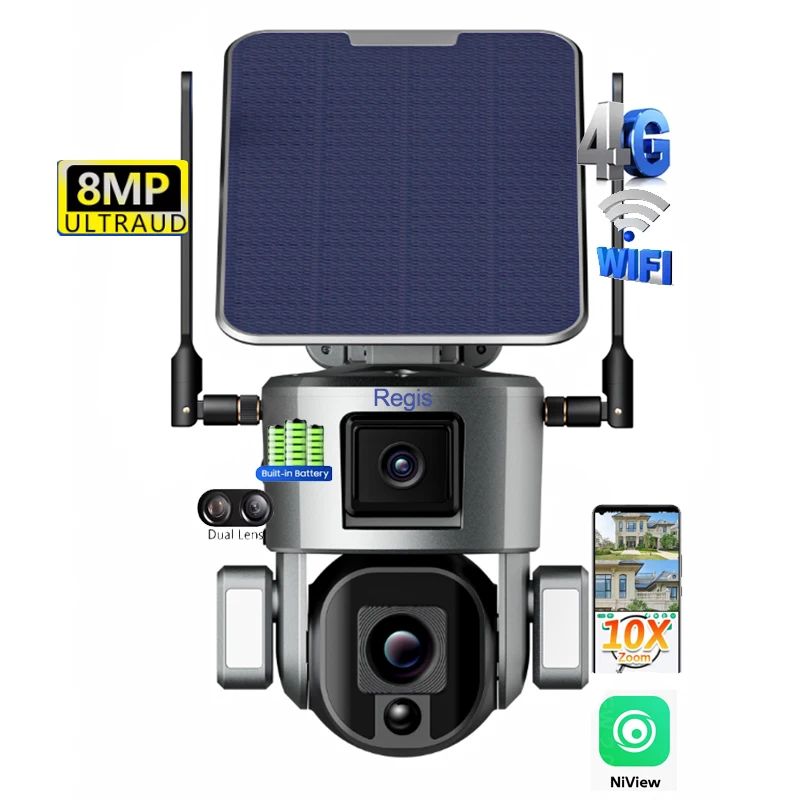 

4X To 20X Optical Zoom Solar-Powered IP Security Camera With 4G/Wifi Night Vision And Cloud Storage