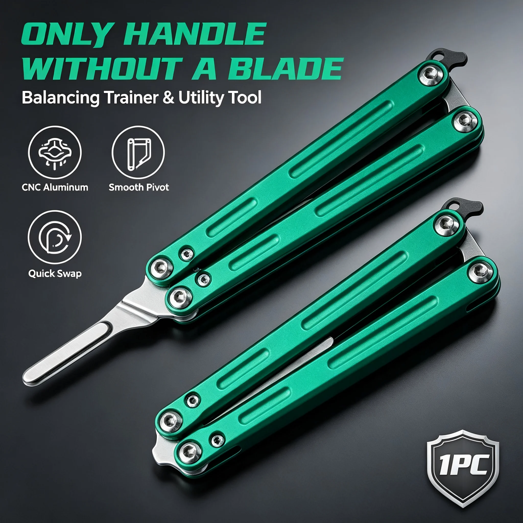 Portable Hand Skill Practice Trainer, Unsharpened Blunt Folding Tool, Metal Handle Movement Training Accessory for EDC Hobby
