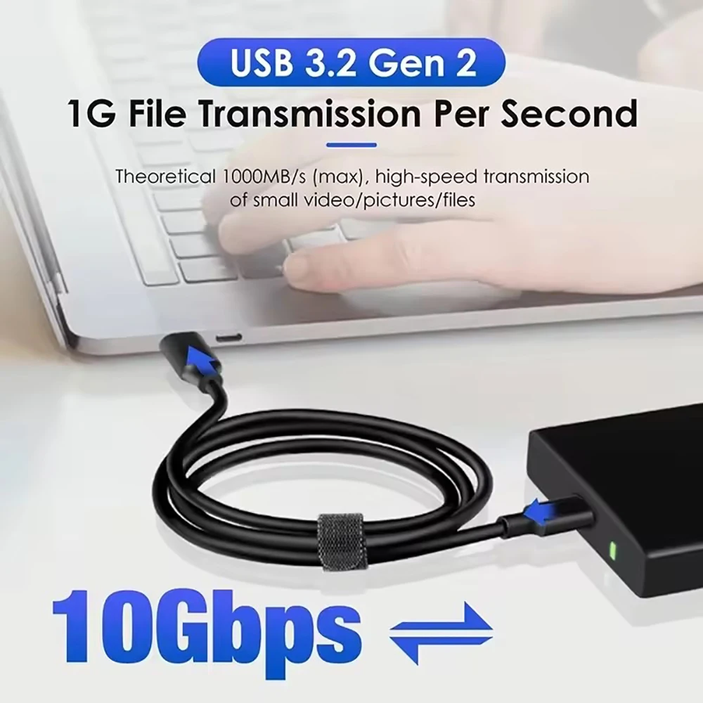 10Gbps USB 3.2 Type A to USB C Data Transfer Cable 3A 60W QC 3.0 Fast Charging for SSD Hard Disk Universal USB Equipment