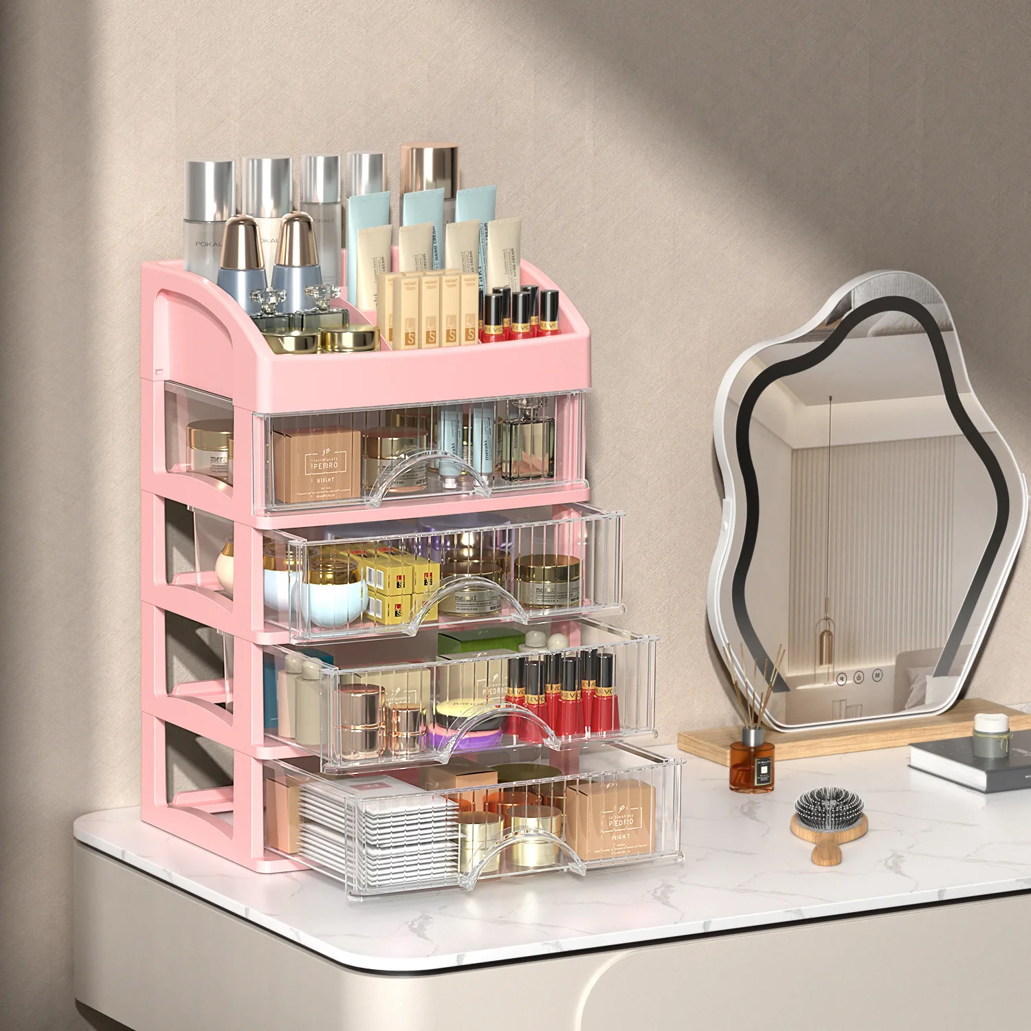 

Cosmetic Storage Box Large Capacity Transparent Drawer Jewelry Makeup Storage Box Multi-layer Multi-functional Desktop Organizer