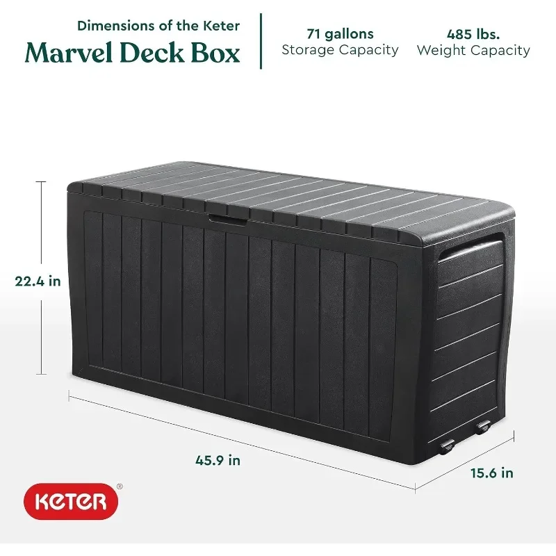 Keter Marvel Plus 71 Gallon Resin Deck Box-Organization and Storage for Patio Furniture Outdoor Cushions, Throw Pillows