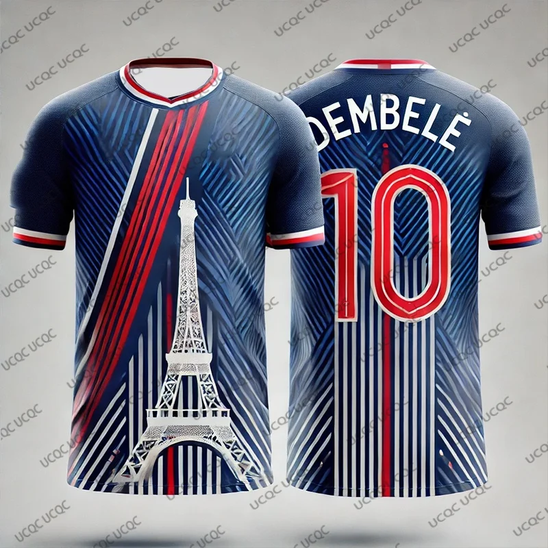 2025 طبعة خاصة Dembele No.10 كرة القدم جيرسي التدريب موحدة تنفس كبيرة الحجم للجنسين التدريب التي شيرت طفل/الكبار