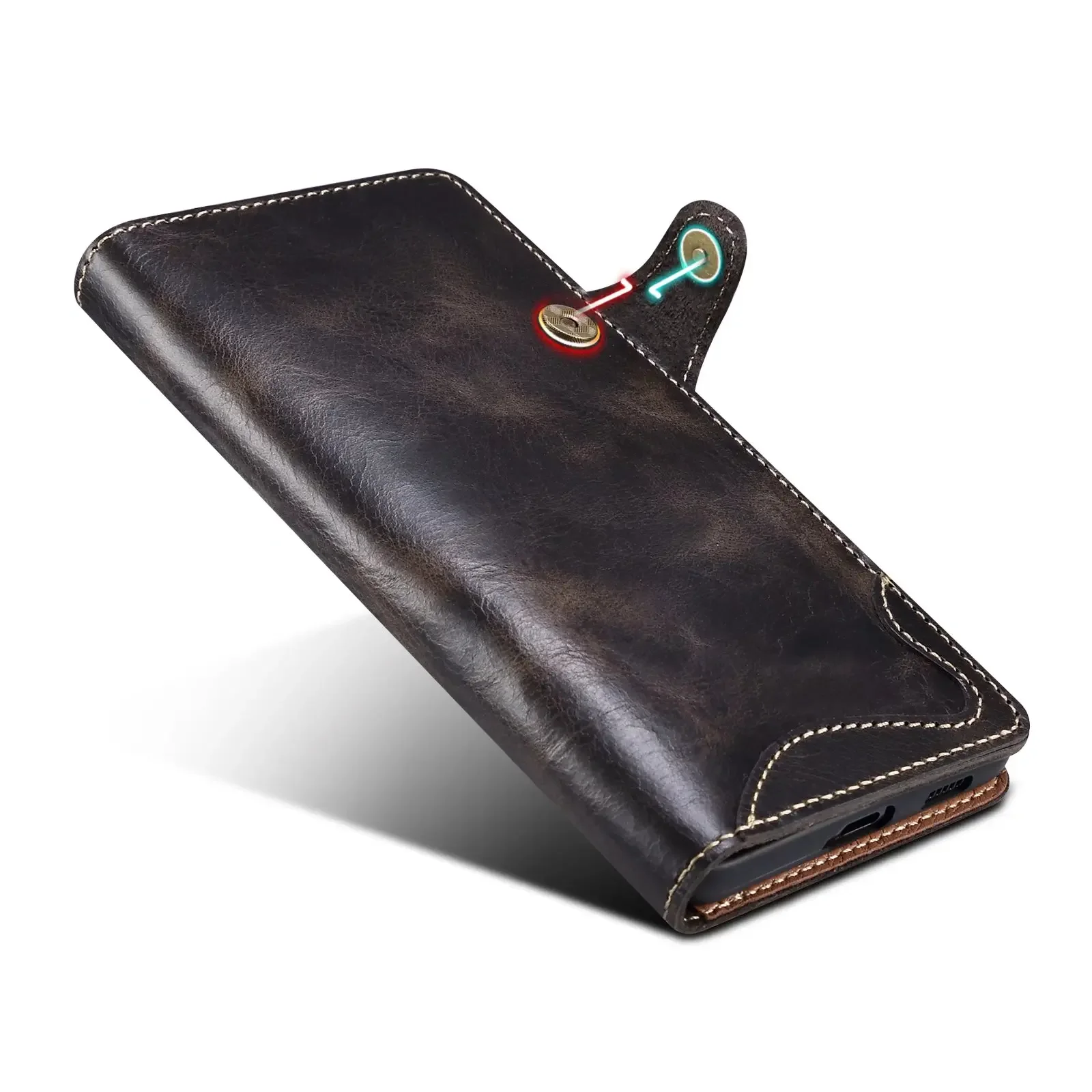 Luxury Genuine Leather Phone Cover for Samsung Galaxy S24 S23 S22 Ultra Plus Shockproof Wallet Case Handmade Cover