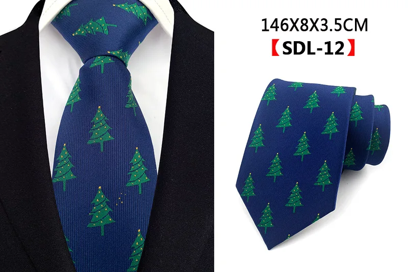 GUSLESON Christmas Silk Men for Green Red 8cm cravatta Cartoon Pattern palloncini per albero di natale Santa Claus festival Neck Tie