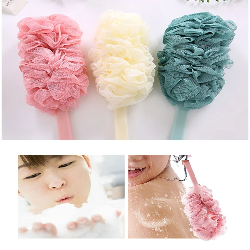 Bath Brush Long Handle Color Hanging Soft Mesh Wavy Bath Brush Scrub Back Body Bath Shower Scrubber Brush Bathroom Gadgets