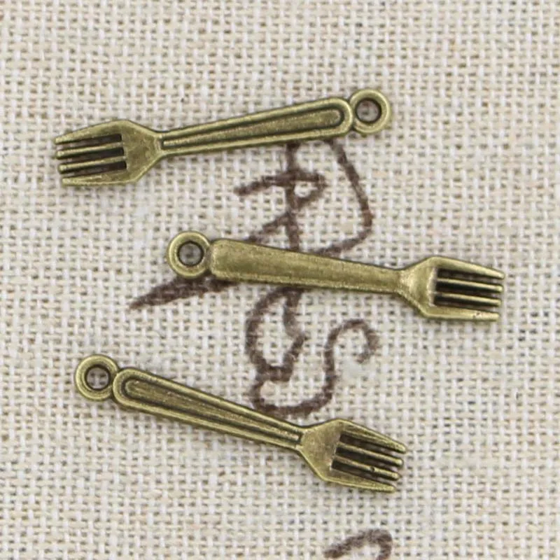 50 sztuk Charms kuchnia widelec 25x5mm antyczny brąz kolor srebrny wisiorki DIYCrafts dokonywanie ustalenia Handmade tybetański biżuteria — zdjęcie 3