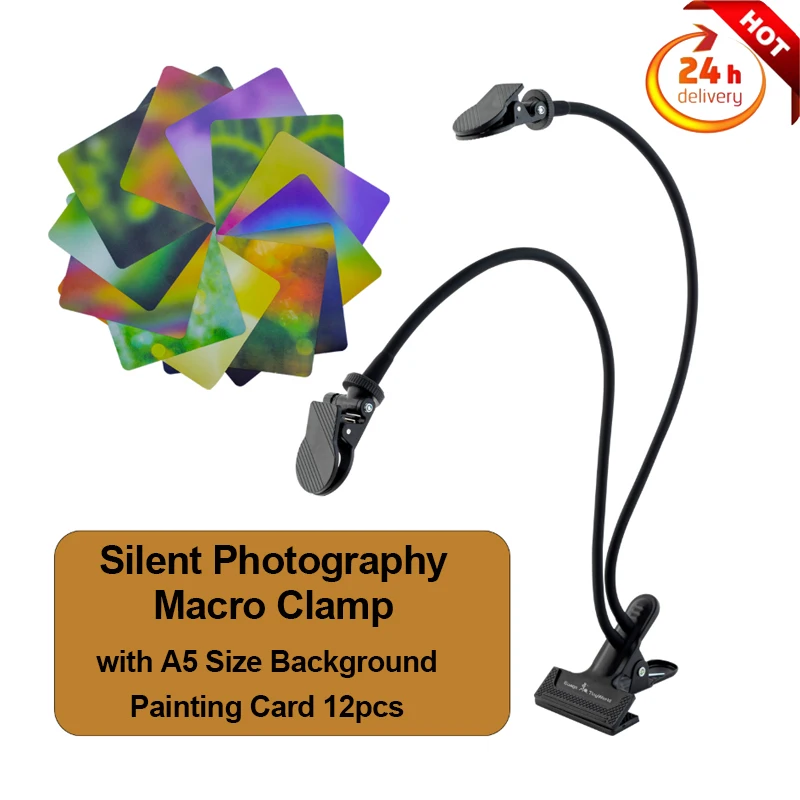 

Зажим для макросъемки Guage с двойной головкой и картой для фоновой живописи формата А5, 12 шт., бесшумный ветрозащитный зажим, угол управления съемкой