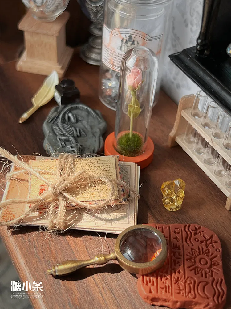 6Points DollHouse Miniature Magic Potions Retro Magic House Bryce Model BJD Potion Bottle Ob Scene Accessory Hourglass Gem Model