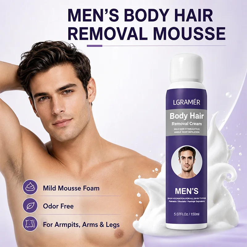 Men' Body Hair Removal Mousse Spray Painless Depilatory Foam Remove Chest Back Leg Armpit Body Unwanted Hair Gentle Smooth Skin