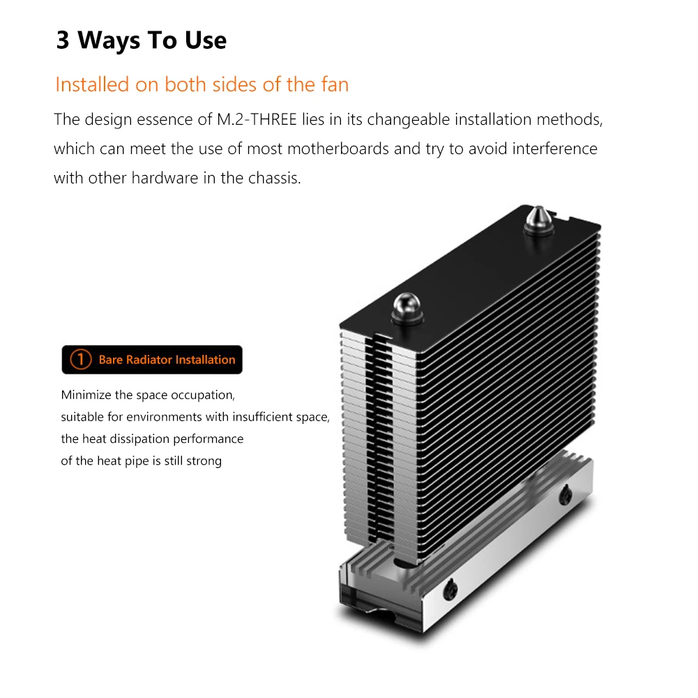 M.2-THREE M2 2280 Solid State Hard Disk Heat Sink with 6010 Fan SSD Radiator PCI-E 4.0/5.0 Aluminum Heatsink Cooling Thermal Pad