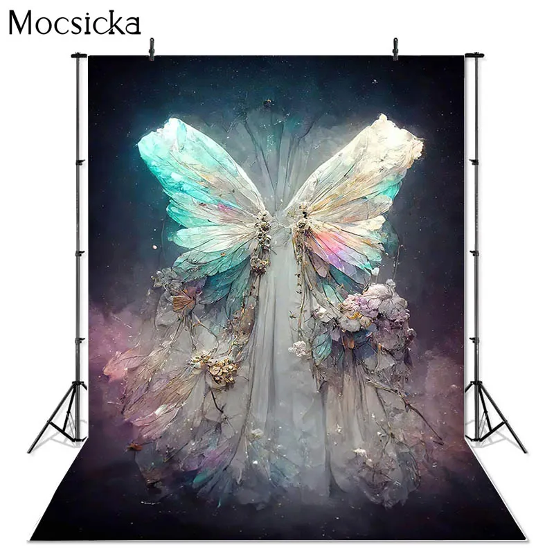 Mocsicka Photography Background Glitter Angel Wings Adult Kids Birthday Party Maternity Art Portrait Decor Photo Backdrop Studio