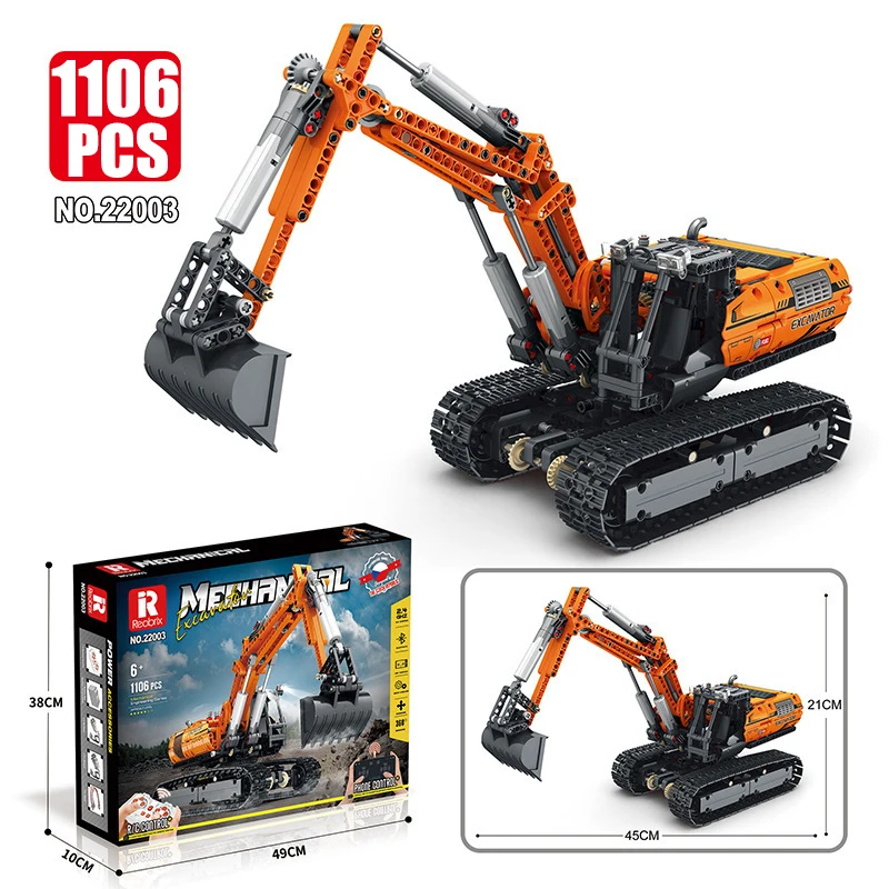 

1106PCS Technical RC Excavator Building Blocks Kit - Remote Control Crawler Engineering Vehicle Model Bricks Toys for Kids Gifts