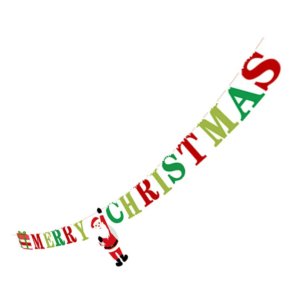 

Christmas Flag Paper Ribbon Tree Decoration Merry Letters Xmas Garland Large Banner Door Cover Banner Christmas Decoration Paper