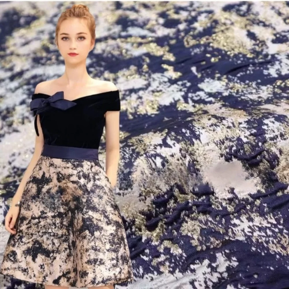 

Окрашенная в пряжу парчовая жаккардовая ткань градиент платье-тюльпан плащ модный европейский брендовый дизайн швейная оптовая продажа ткань на метр